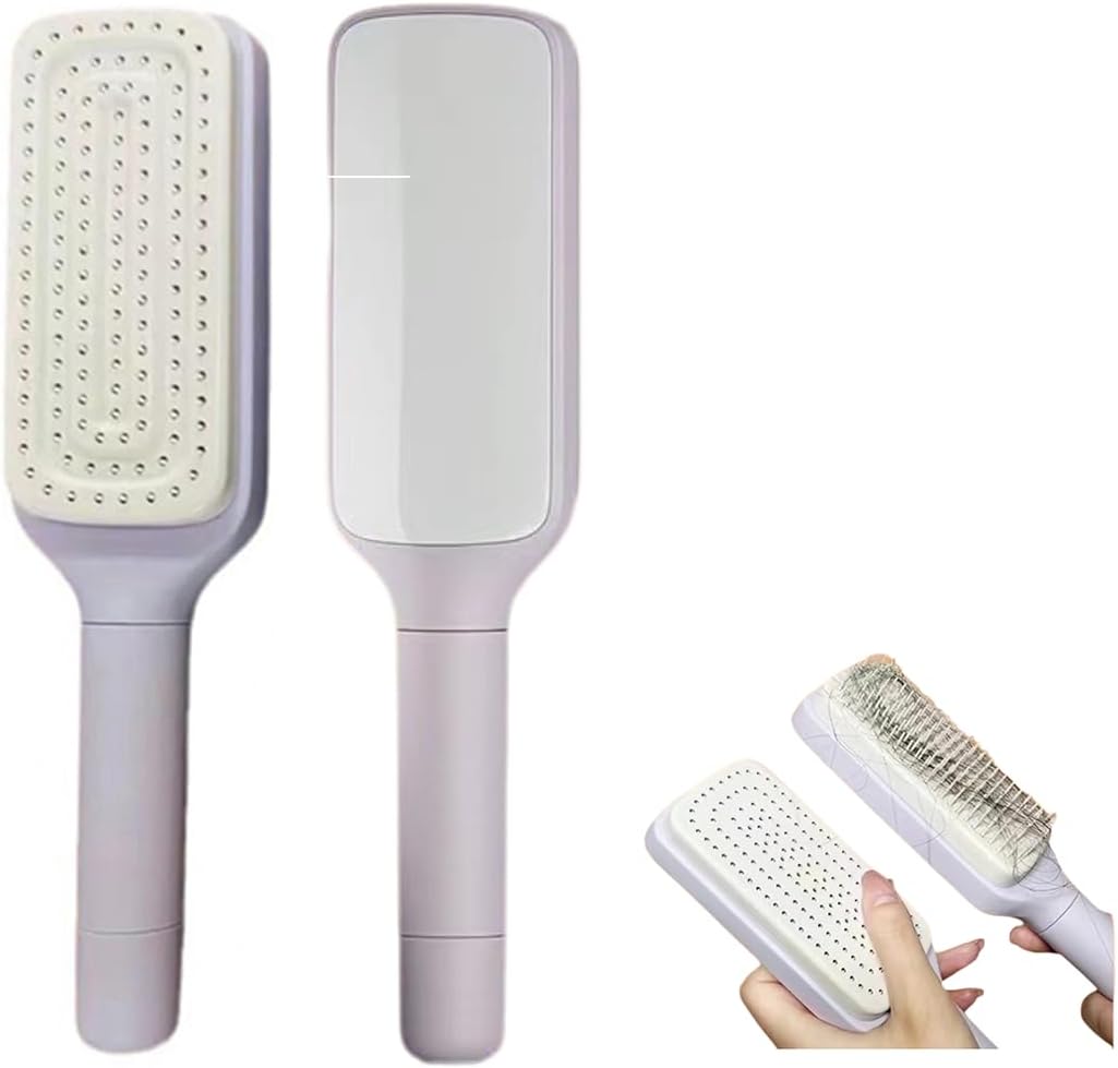 Self Cleaning Hair Brushes, Easy Clean Hair Brush with Retractable Bristles, Anti Static Massage Comb Brush for Effortless Hair Removal and Cleaning