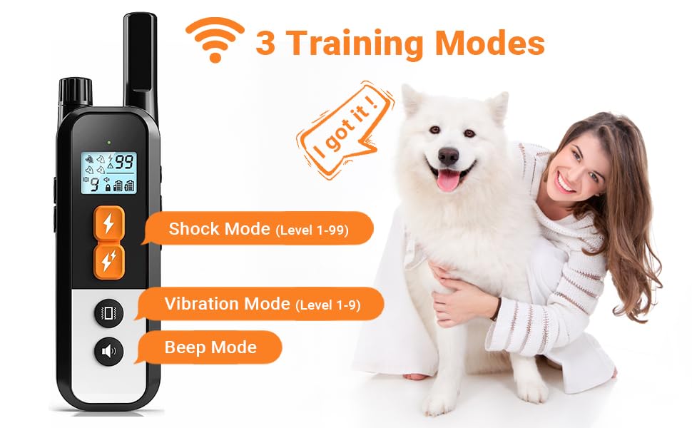 Dog Bark Collar for Small Medium Large Dogs, Dog Shock Collar with Remote for 2 Dogs, Electronic Waterproof Rechargeable Dog Collars with Beep, Vibration and Shock Modes