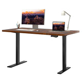 Electric Standing Desk - Motorized Height Adjustable Sit Stand Table with Touch Control Panel and Cable Management - Ideal for Home Office and Workstation Ergonomics(Black Frame+120cm Brown Top)