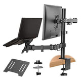 Dual Monitor Stand with Laptop Tray,Dual Monitor Arm Desk Mounts,Desk Monitor Arm Laptop Stand,Monitor Arm with Laptop Stand,Screen Mount with Laptop Arm,Vesa Mount Up to 8Kg Gaming Screens