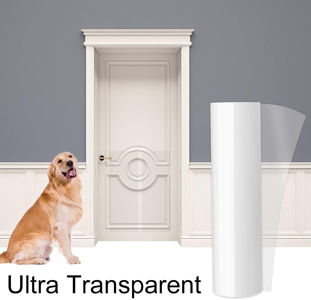 Door Scratch Protector, Protect Your Door, Furniture and Wall with Clear Premium Heavy Duty Door Cover Scratch Shield, Large Vinyl Door Guard for Dog Scratching