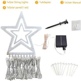 3.5m Christmas Star Lights 350 LED Outdoor Christmas Tree Lights, Waterproof LED Light of 8-Light Modes, Waterfall Christmas Lights with Solar, Decor for Christmas Tree,Yard,Party (Solar)