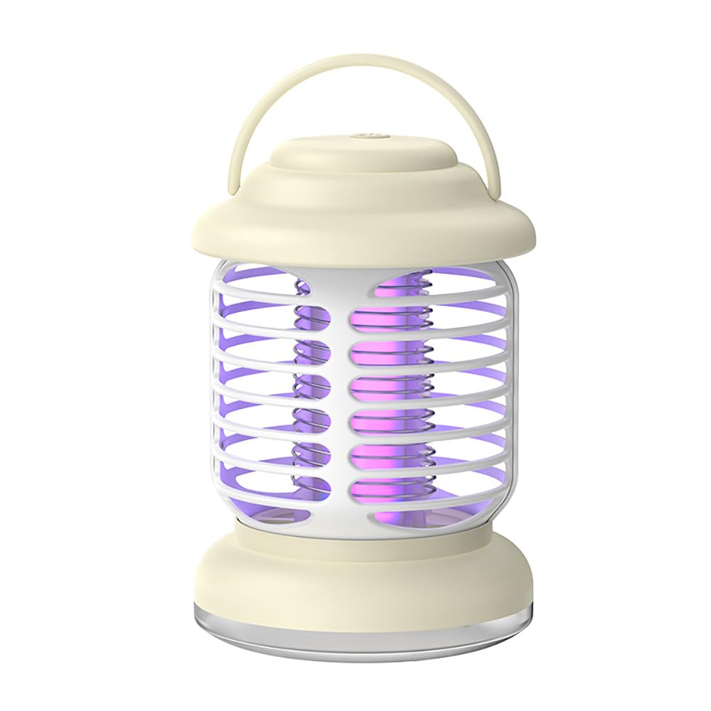 Bug Zapper Indoor Outdoor Mosquito Gnats Fruit Flies Moths Mozzies Midges Killer Light Rechargeable Electric Pest Killing Lamp Portable USB LED Trap for Home Bedroom Outdoor Camping (Milky)