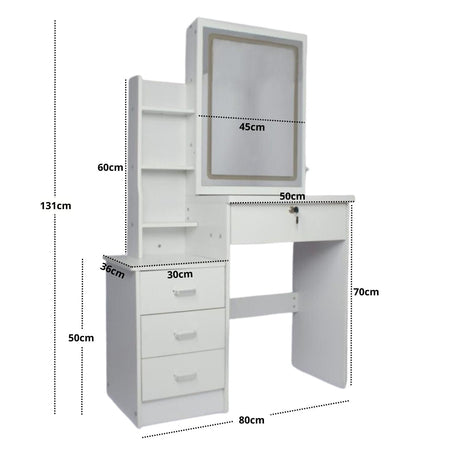 Dressing Table, Makeup Desk with Stool and Sliding Come with Storage and Drawer, Modern Design, White Makeup Table with Mirror and Chair, 3 Color and Brightness LED Mirror