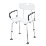 Adjustable Shower Chair Seat Bath Stool with Padded Armrest for Elderly Disabled Pregnant