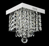 Luxury Crystal LED Chandeliers Modern Square Raindrop Flush Mount Ceiling Light Fixtures Lighting Pendant Lamp for Bedroom,Living Room Closet Foyer (White Light, 20CM/8 inch)