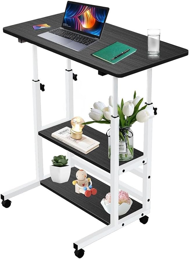 Adjustable Height Standing Large Desk,Portable Laptop Computer Desk,Office Furniture Small Spaces Desk Sofa Bedside Desk Learn Play Game Desk,Wheels Movable Storage Desk