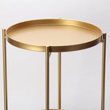 Round Metal Side Table with Double Tier,Coffee Table,Side Table,Night Stand for Living Room and Bedroom (Gold)