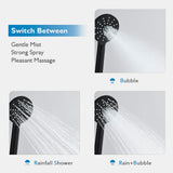 WELS Twin Hose Shower System 9" Rain Shower Head Set Sliding Rail 3-Mode Handheld Shower Head 2 in 1 Set (Round Head Black)