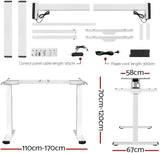 Electric Laptop Standing Desk 70-120cm Height Adjustable Sit Stand Desks 120cm X 60cm Desktop Table for Office Study Computer Workstation Home Use White Dual Motor Whole Piece Monitor Riser