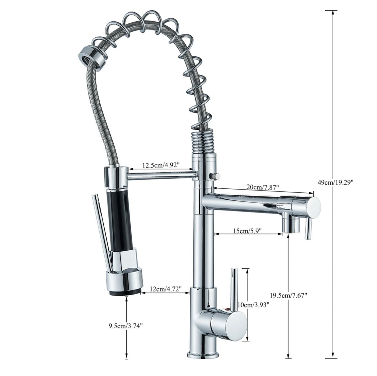 Chrome Kitchen Tap Pull Out Mixer Taps Sink Basin Faucet Vanity 360° Swivel