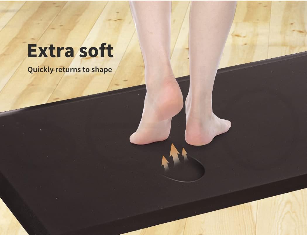 Anti Fatigue Mat Standing Desk Rug - Comfort Foam Cushioned Mat - Non-Slip and Waterproof for Standing Desk, Kitchen, Home Office or Any Floor (51cm x 99cm, Brown)