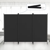 3 Panel Room Divider, 180cm Tall Folding Privacy Screen Wall Dividers, Portable Privacy Screen Freestanding Room Divider for Room Separation, Included - Cover Strips, 260cm W x 180cm H, Black