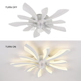 Ganeed Modern Dimmable White LED 5-Lights Ceiling Fan with Lights, 70cm Small Semi Flush Mount Silent Ceiling Fan with Lamp, Reversible 6-Speed Ceiling Fan Lighting Fixture for Living Room Bedroom