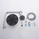 10" Rain Shower Head Set 2 in 1 Wall Mounted Shower Rail 3-Mode Handheld Spray Round Bathroom