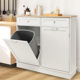 Buffet Sideboard Kitchen Storage Cabinet Tilt Out Bin Holder White