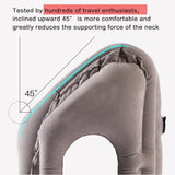 Inflatable Travel Pillow, Inflatable Airplane Pillow Comfortably Supports The Head, Neck and Chin, Inflatable Neck Pillow with Free Eye Mask/Earplugs (Grey)