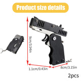 2pcs Rubber Band Gun,Elastic Band Gun with 120 Pcs Soft Elastic Rubber Bands Metal Folding Rubber Launcher Toy Keychain for Teens Adults Shooting Outdoor Indoor Activities Game(Black)