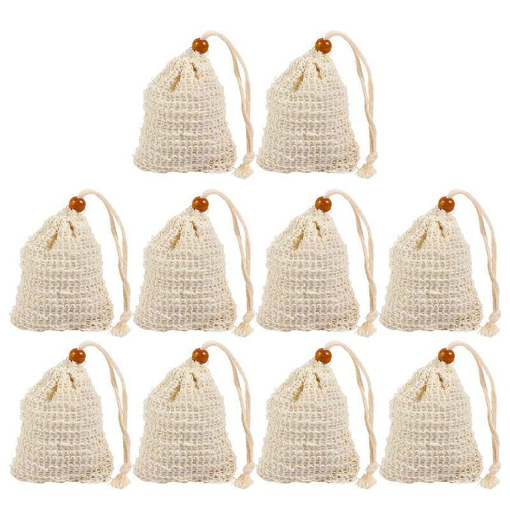 4 Pieces Soap Saver Bag Natural Sisal Exfoliating Soap Pouch for Foaming and Drying The Soap Bars Shower Soap Bag