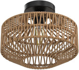 Light Fixtures Ceiling Mount,Mini Rattan Chandelier Light Fixture with Dimmable LED Bulb,Hand Woven Ceiling Light Fixtures Flush Mount for Hallway Bedroom Kitchen Entryway Living Room