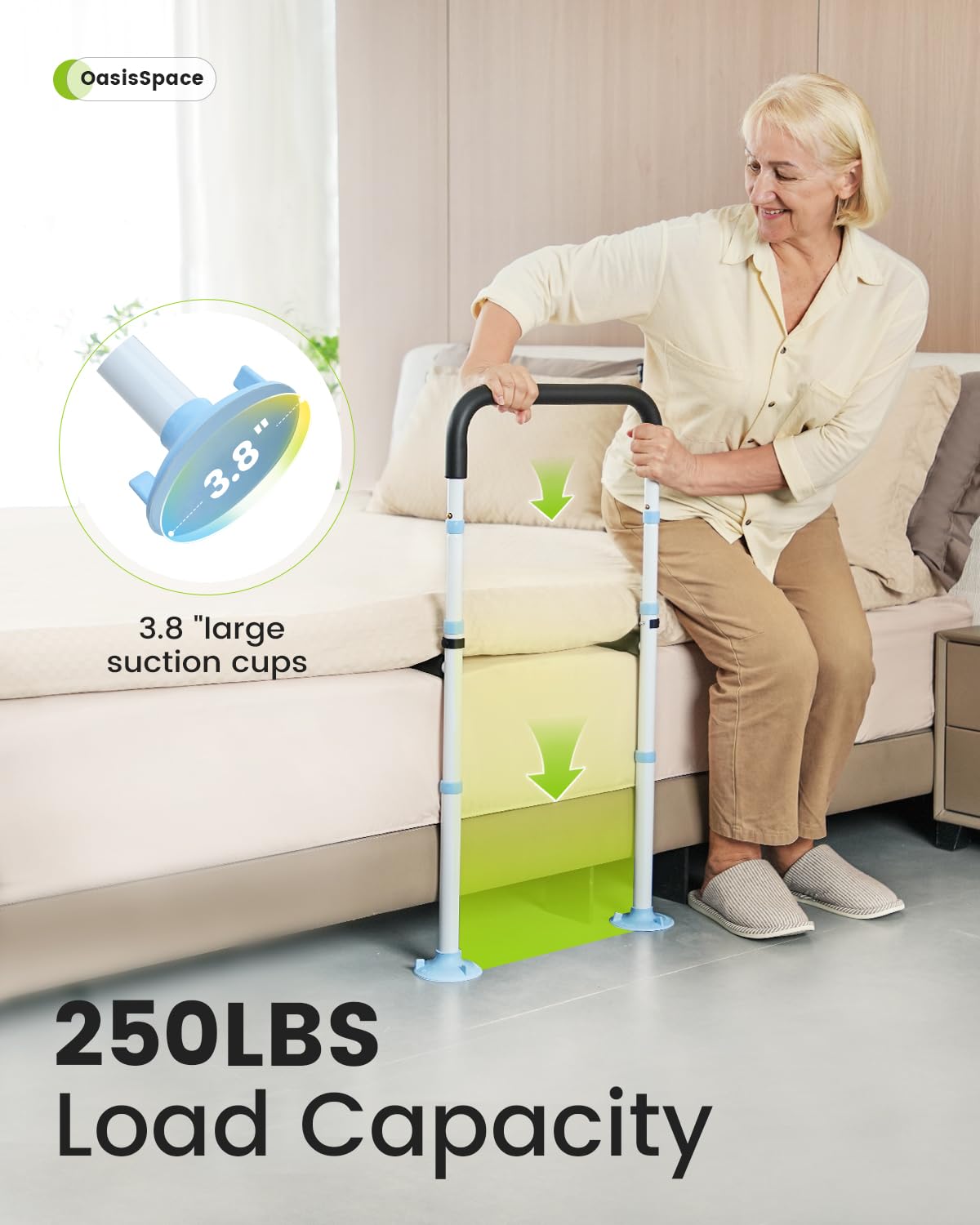 Bed Rail for Seniors, Medical Adjustable Bed Assist Rail Handle and Fall Prevention Safety Hand Guard Grab Bar for Elderly, Handicap, Kid - Fit King, Queen, Full, Twin