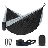 Hammock Camping, Portable Single/Double Hammocks for Outdoor Hiking Travel Backpacking - 210D Nylon Hammock Swing for Backyard & Garden (Black/Gray)