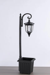 2in1 LED Solar Post Light Outdoor with Planter Base for Garden, Lawn, Pathway, Driveway Front/Back Door Area Pole Lighting Yard