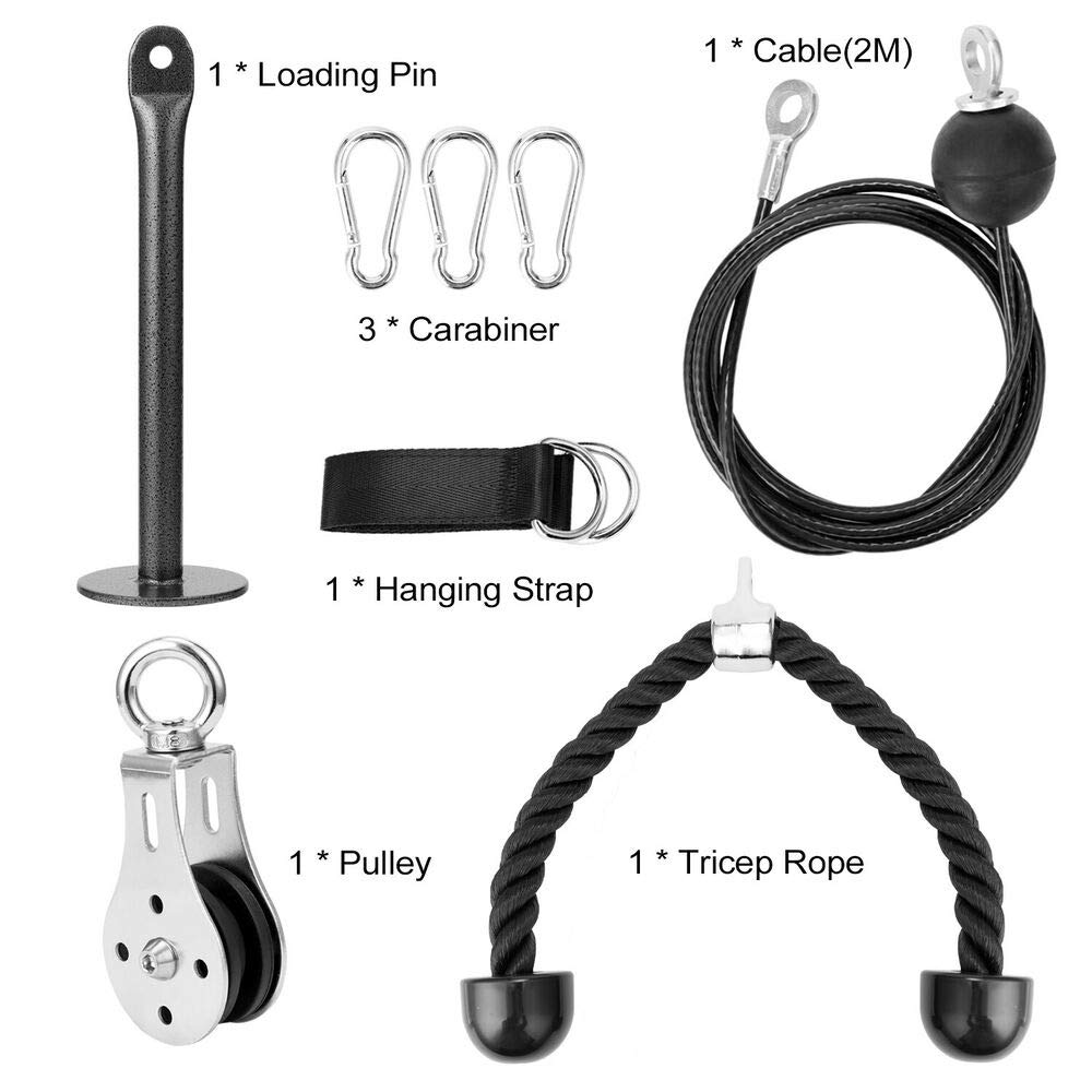 Fitness LAT Pulley System Cable Machine Attachment with Loading Pin for Pull Down Pull Up Crossover DIY Garage Gym Equipments by OWEITE