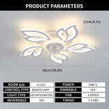 Ceiling Fans with Lights and Remote, Modern White LED Acrylic Ceiling Fan Light, Silent Dimmable Adjustable Wind Speed Reversible Motor, Ceiling Fan for Living Room, Bedroom, Kitchen