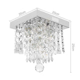 Luxury Crystal LED Chandeliers Modern Square Raindrop Flush Mount Ceiling Light Fixtures Lighting Pendant Lamp for Bedroom,Living Room Closet Foyer (White Light, 20CM/8 inch)