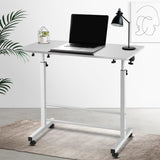 Laptop Table, Adjustable Stand Desk Desktop Computer Standing Study Desks Bed Side Tables Home Office Travel Studio Furniture, Portable 360° Rotating Lockable Caster Wheels White