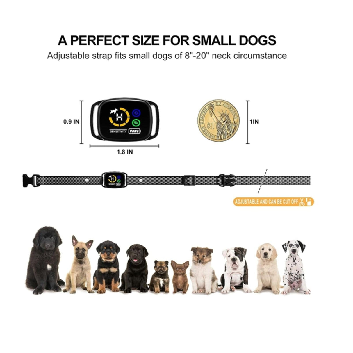 Dog Bark Collar, No Shock Smart Collar for Dog Training, Rechargeable Shockless Smart Anti Barking Collar with 6 Adjustable Sensitivity Beep Vibration for Small Dogs