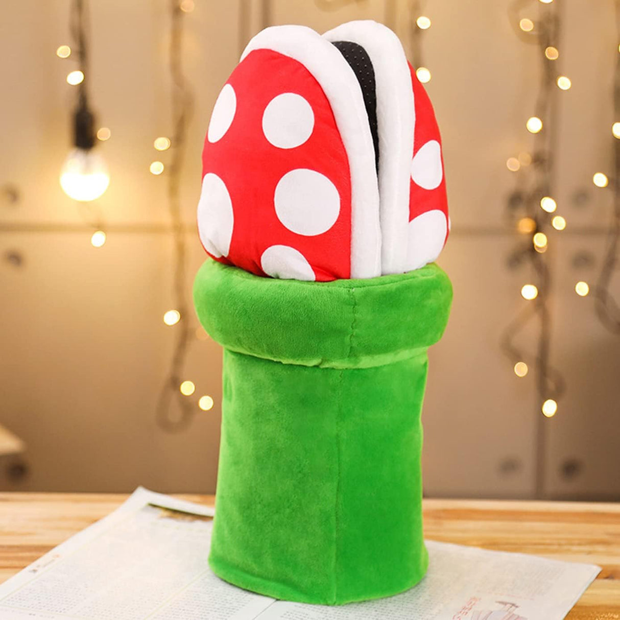 Piranha plant slippers Cute Cartoon Cotton Shoes with Green Pipe Pot Holder Valentine's Day Gifts