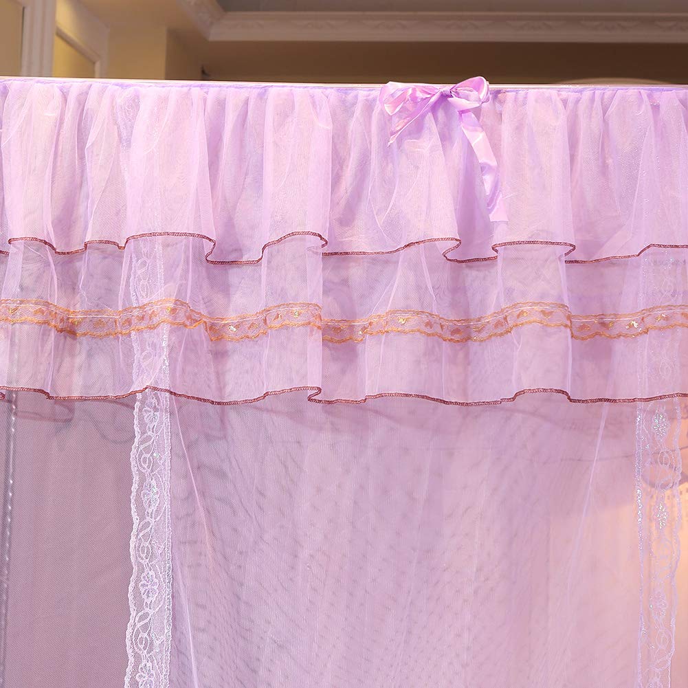 Bed Canopy, 4 Corners Post Canopy Bed Curtain Mosquito Mesh Net Elegant Mosquito Net Bed Canopy Set for Girls & Adults Princess Bedroom Decoration (150 * 200 * 200)