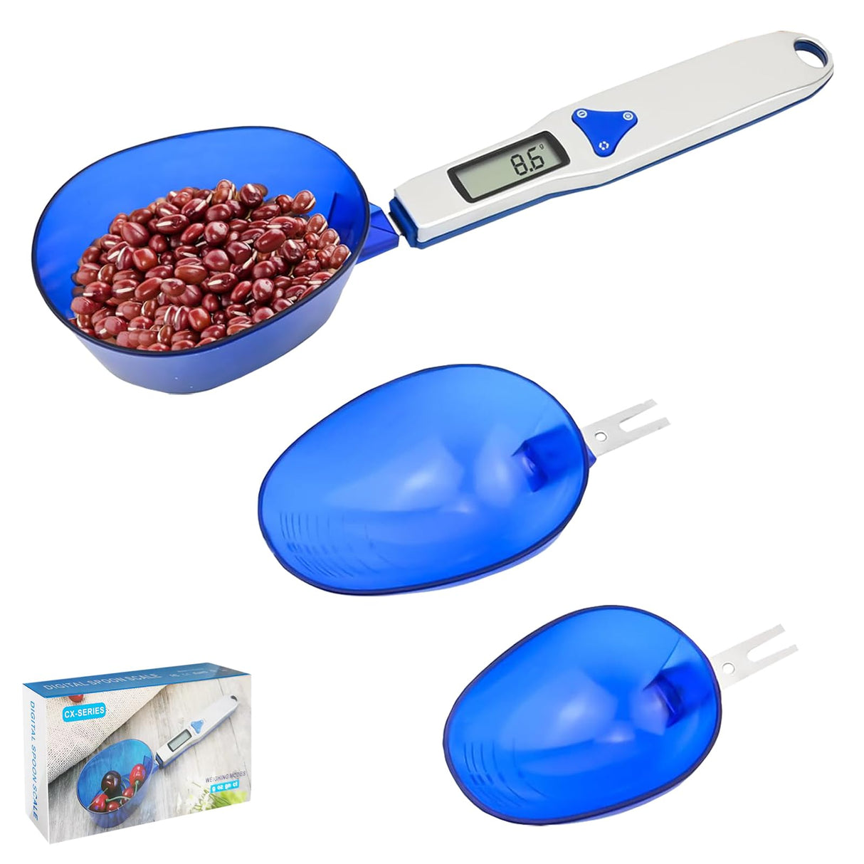 Digital Kitchen Food Scale,Electronic Measuring Spoon LCD Display Kitchen Spoon Scale 500g/0.1g Electronic Measuring Spoon Scales with 3 Detachable Weighing Spoon for Coffee Beans,Milk,Tea,Flour,Oil