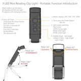 Reading Light Book Lamp for Reading at Night, 3 Eye-Protecting Modes & 5 Dimmable Brightness USB Rechargeable Reading Lamp Portable Book Light, Black (with 100 Index Labels)