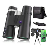 12x42 Binoculars with Phone Adapter, Tripod, Strap and Tripod Adapter, BAK4 Prism HD Binoculars with Clear Low Light Vision, Waterproof Binoculars Kids Compact, Travel Accessories