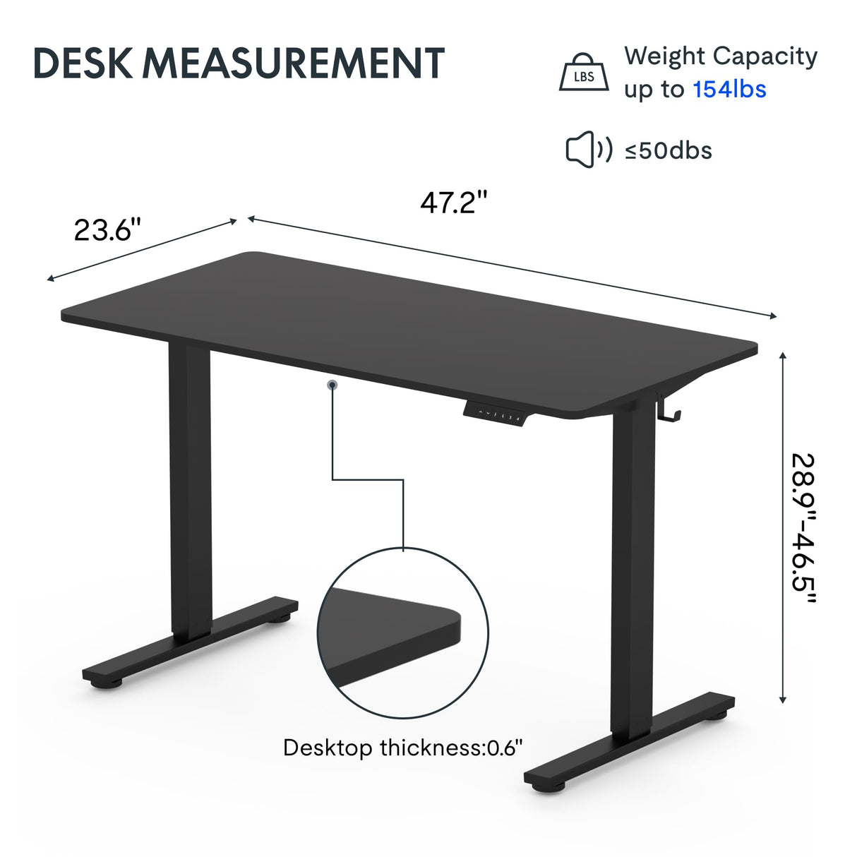 Standing Desk Height Adjustable Desk 120cm Whole-Piece Desktop Electric Sit Stand Up Desk Memory ControllerHome Office Desks (Black Frame + 120cm Black Table Top, 2 Packages)…