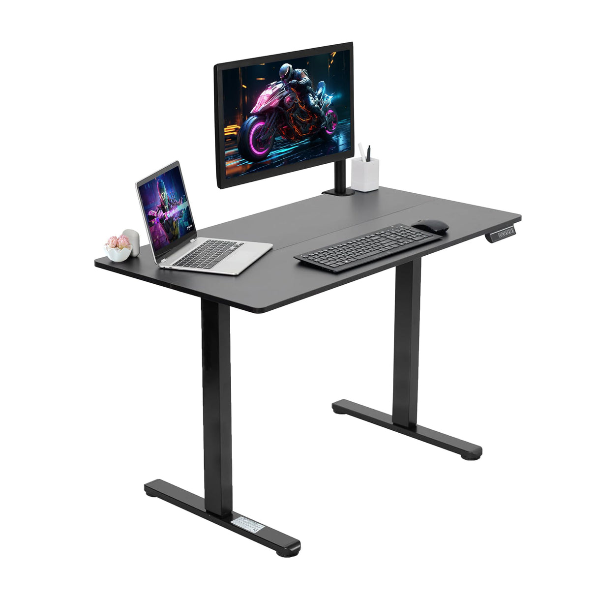 Electric Sit - Stand Desk with Quick Assembly, Ergonomic Memory Controller, Adjustable Height - 120×60 CM Desktop, Black Frame