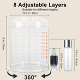 Makeup Organizer, 360 Degree Rotating Adjustable Cosmetic Storage Display Case with 8 Layers Large Capacity, Fits cosmetics, Makeup Brushes, Lipsticks and More, Clear