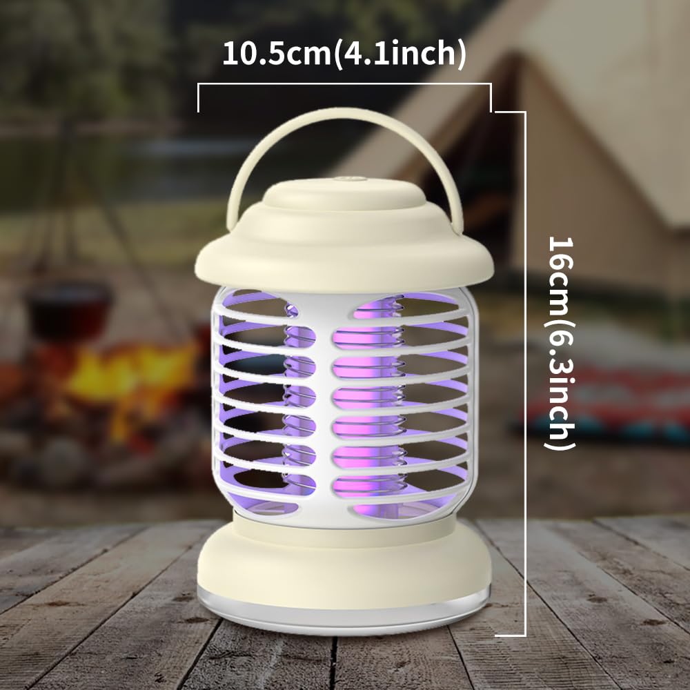 Bug Zapper Indoor Outdoor Mosquito Gnats Fruit Flies Moths Mozzies Midges Killer Light Rechargeable Electric Pest Killing Lamp Portable USB LED Trap for Home Bedroom Outdoor Camping (Milky)