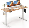 Electric Standing Desk, 140 x 60 cm Sit Stand Home Office Desk with 3 Memory Height Settings, Height Adjustable Computer Desk with 2 Hanging Hooks & Cable Management