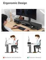 Dual Monitor Stand with 2 Storage Drawers, Metal Computer Monitor Stand, Monitor Shelf with Extendable Drawer, Keyboard and Mouse Storage, Desktop Organizer