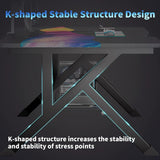 Large Gaming Desk,100CM Computer Desk with Carbon Fiber Surface, Gaming Table K Shaped PC Gaming Workstation Home Office Desks (Carbon Fiber Black, 100CM)