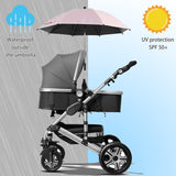 360 UV Protection Waterproof Pram Parasol UPF 50+ UV Protect with Adjustable Clamp and Flexible Arm Umbrella for Pram Stroller Pushchair and Buggy (85cm pink)