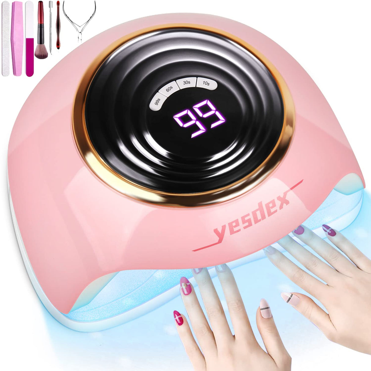 UV Nail Lamp, 288W UV LED Nail Dryer, Professional Nail Lamp for Gel Polish, Ultra-Fast Gel Nail Dryer 63 LED UV Curing Lamp for Resin Curing & Gel Nail Dryer with 4 Timer Setting, Pink