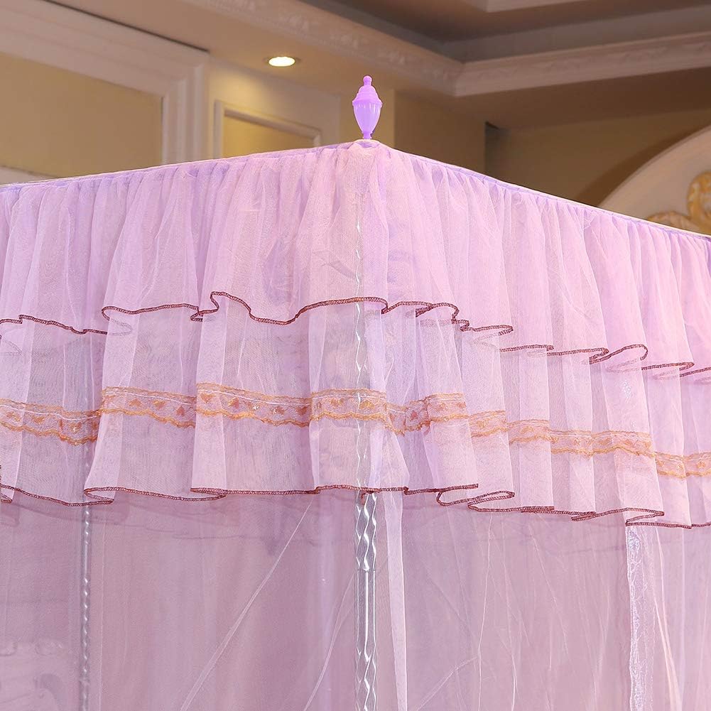 Bed Canopy, 4 Corners Post Canopy Bed Curtain Mosquito Mesh Net Elegant Mosquito Net Bed Canopy Set for Girls & Adults Princess Bedroom Decoration (150 * 200 * 200)