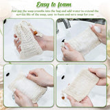 4 Pieces Soap Saver Bag Natural Sisal Exfoliating Soap Pouch for Foaming and Drying The Soap Bars Shower Soap Bag