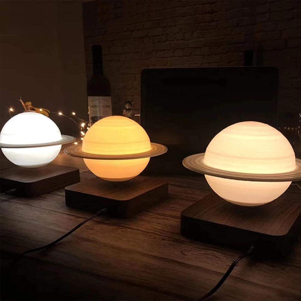 Night Light Moon Light Magnetic Floating Planet Lamp Interior 3D Print LED Bedside Nursing Creative Gift Table Lamp (17cm Saturn)