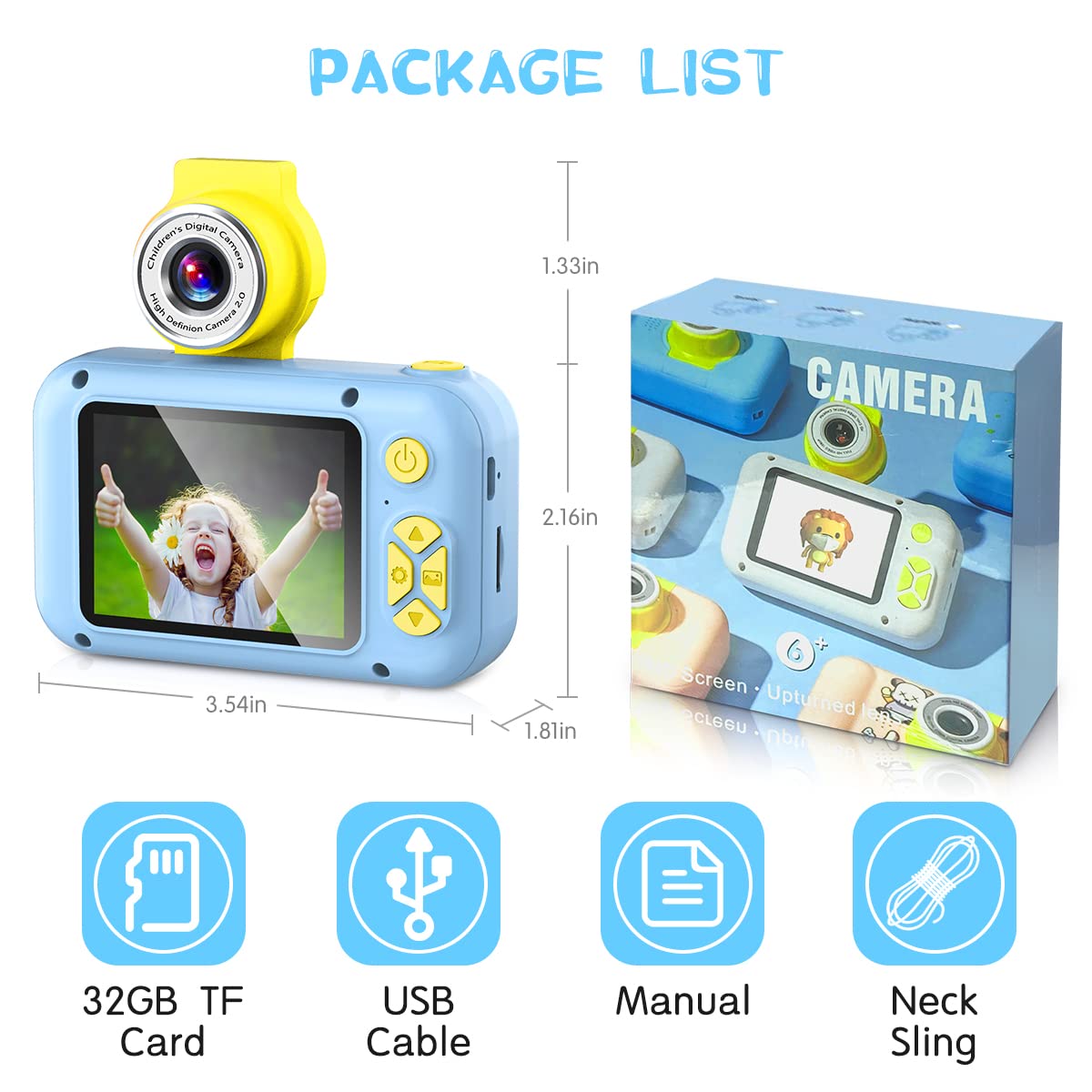 Kid Camera,Camera for Kid,2.4in IPS Screen Digital Camera,180°Flip Len Student Camera,Children Selfie Camera with Playback Game,Christmas/Birthday 4 5 6 7 8 9 10 11 Year Old Girl Boy